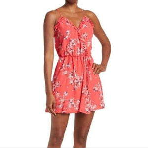 NWOT Socialite Floral Mini Faux Wrap Dress Size XL Strappy V-Neck Red